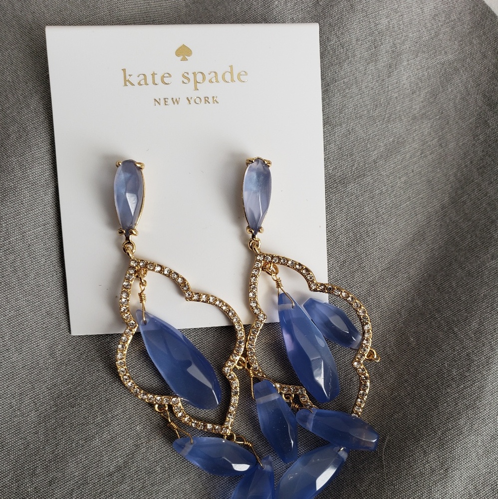 kate spade Gold-tone Earrings with Faceted Periwinkle Blue Drops